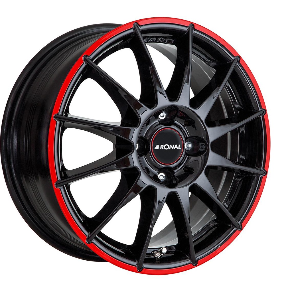 RONAL R54 MCR JET BLACK RED RIM 7x16 4/100 ET38 CB68