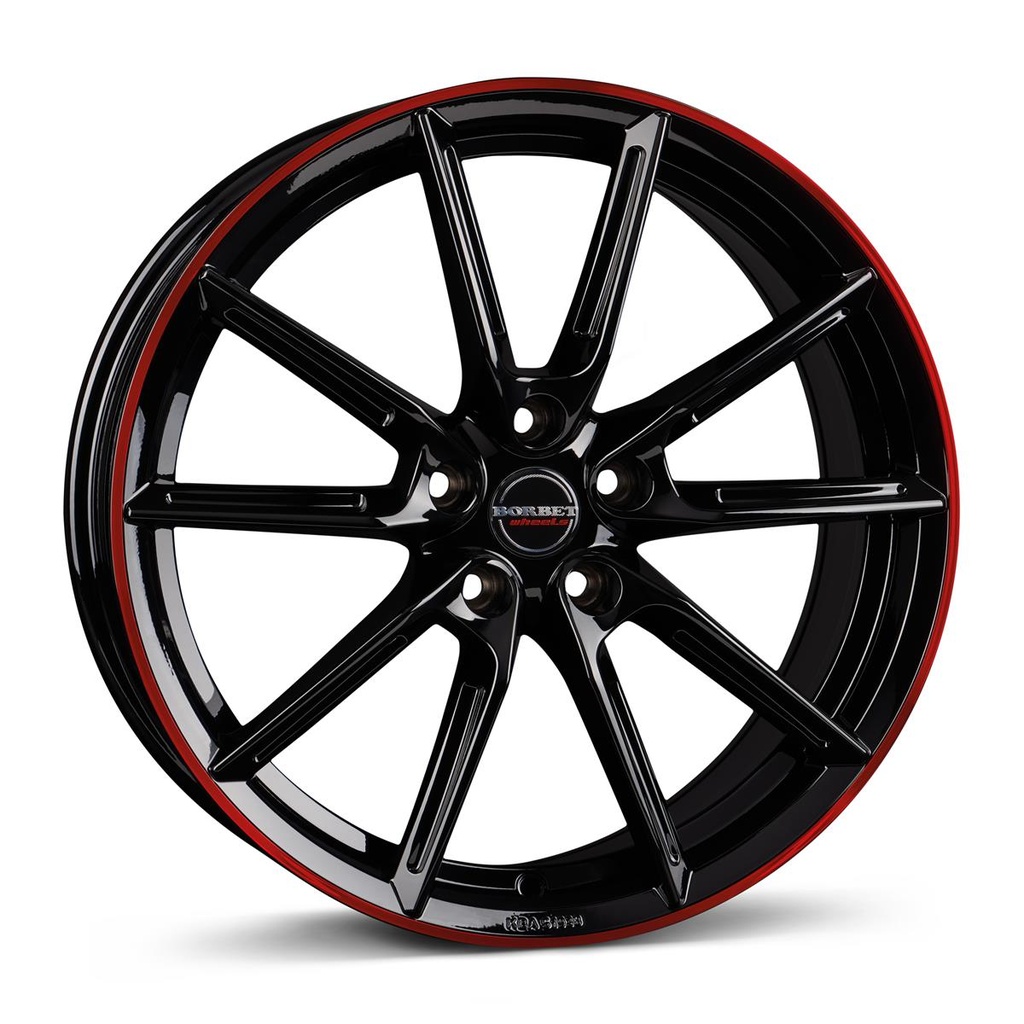 BORBET LX18 BLACK GLOSSY RIM RED 8x18 5/112 ET48 CB66.6