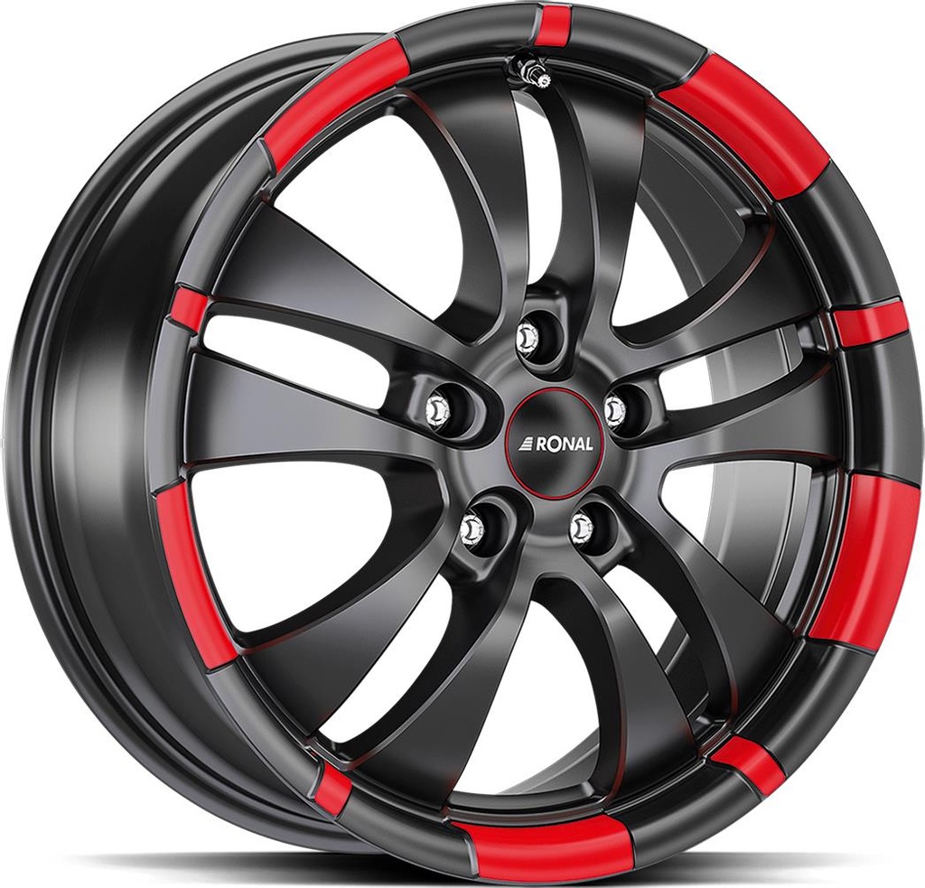 RONAL R59 JET BLACK MATT RED RIM 7.5x18 5/112 ET35 CB76