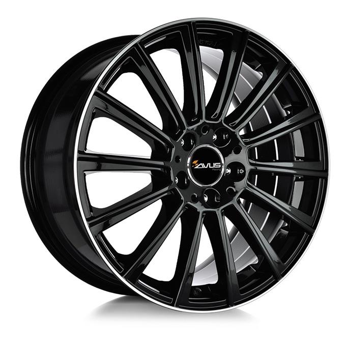 AVUS AC-M07 BLACK POLISHED LIP 8.5x19 5/112 ET35 CB66.6