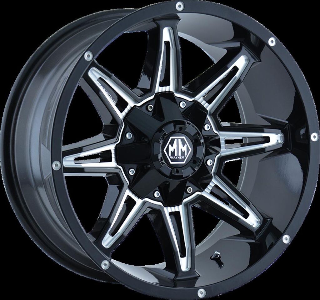 MAYHEM RAMPAGE GLOSS BLACK / MILLED SPOKES 9x20 5/139.7-150 ET18 CB110