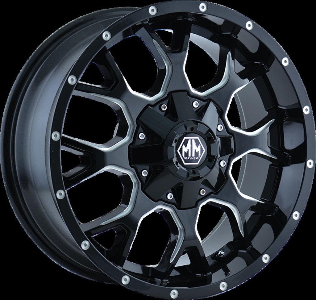 MAYHEM WARRIOR GLOSS BLACK / MILLED SPOKES 9x18 8/165-170 ET18 CB130.8