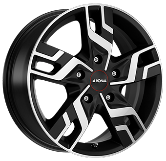RONAL R64 JET BLACK MATT FRONT CUT 7x17 5/108 ET46 CB65.1