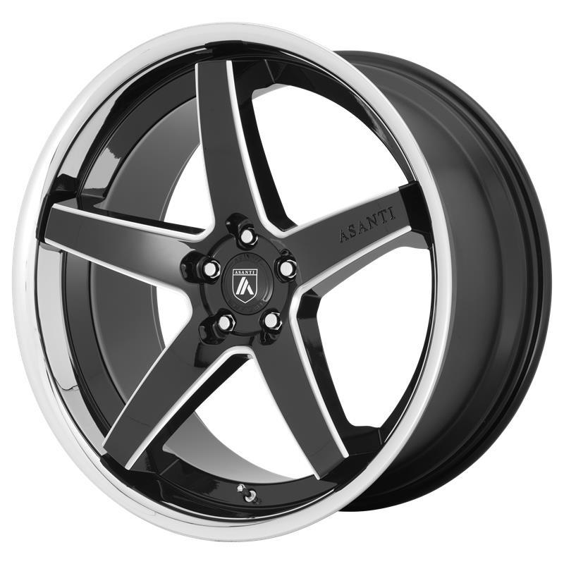 STATUSFÄLGAR AB31 GLOSS BLACK MILLED WITH CHROME LIP 10.5x22 5/115 ET25 CB72.6