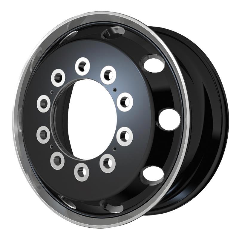 STATUSFÄLGAR AO404 GLOSSY BLACK WITH POLISHED LIP - FRONT 12.25x5 10/285.75 ET119 CB220.1