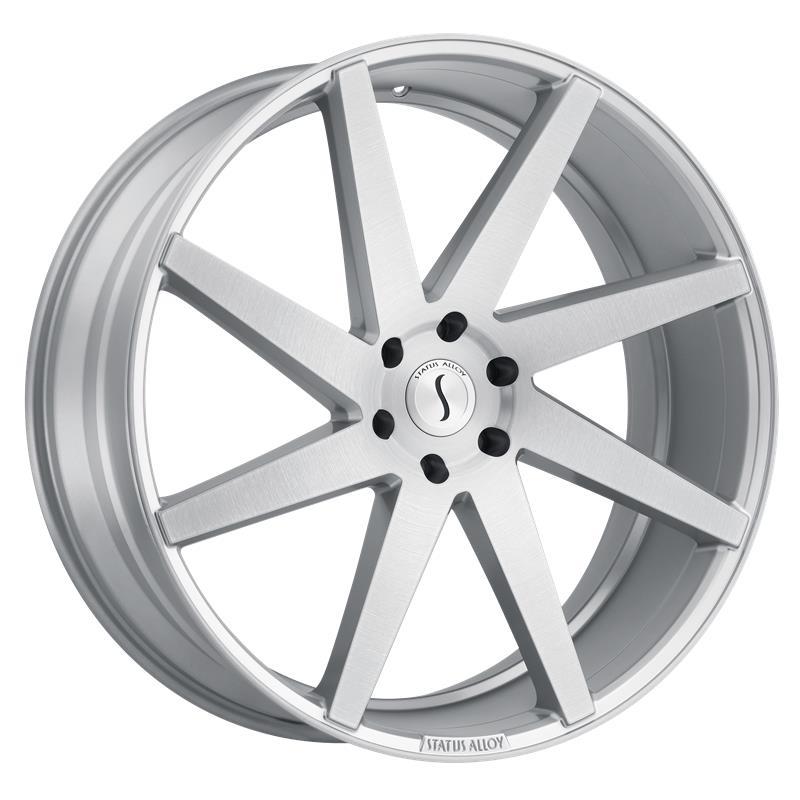 STATUSFÄLGAR BRUTE SILVER W/ BRUSHED MACHINED FACE 9.5x22 5/112 ET35 CB66.6
