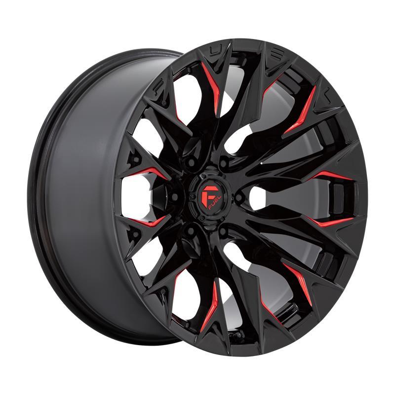 STATUSFÄLGAR D823 FLAME GLOSS BLACK MILLED W/ CANDY RED 12x24 5/127 ET-44 CB71.5
