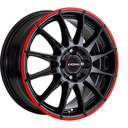 RONAL R54 MCR JET BLACK RED RIM 7x16 4/100 ET38 CB68