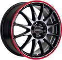 RONAL R54 MCR JET BLACK RED RIM 7x16 4/98 ET35 CB58.1